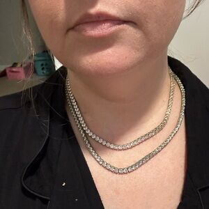 24 HOUR PRICE DROP Double Tennis Necklace Gold/Rhinestone Jaclyn RoxanneJewelry